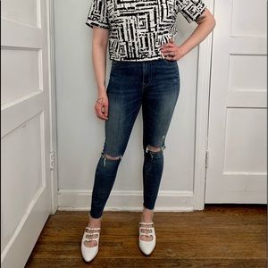 ABLE Ripped Knee High Rise Skinny Jeans